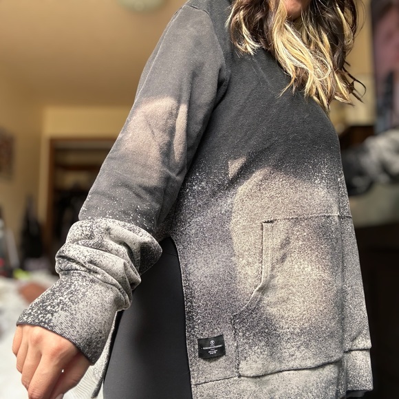 mono speckled fade dip dye hoodie hooded oversized sweater unisex medium - Picture 3 of 5